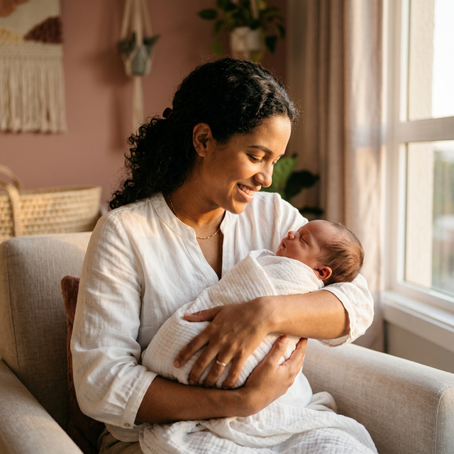 Mãe com bebê recém-nascido